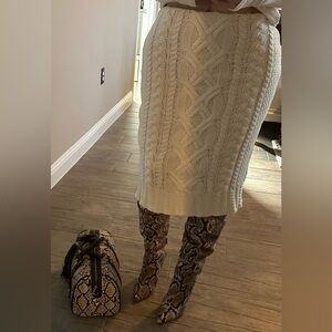Lauren Ralph Lauren Cream Cable Knit Skirt .